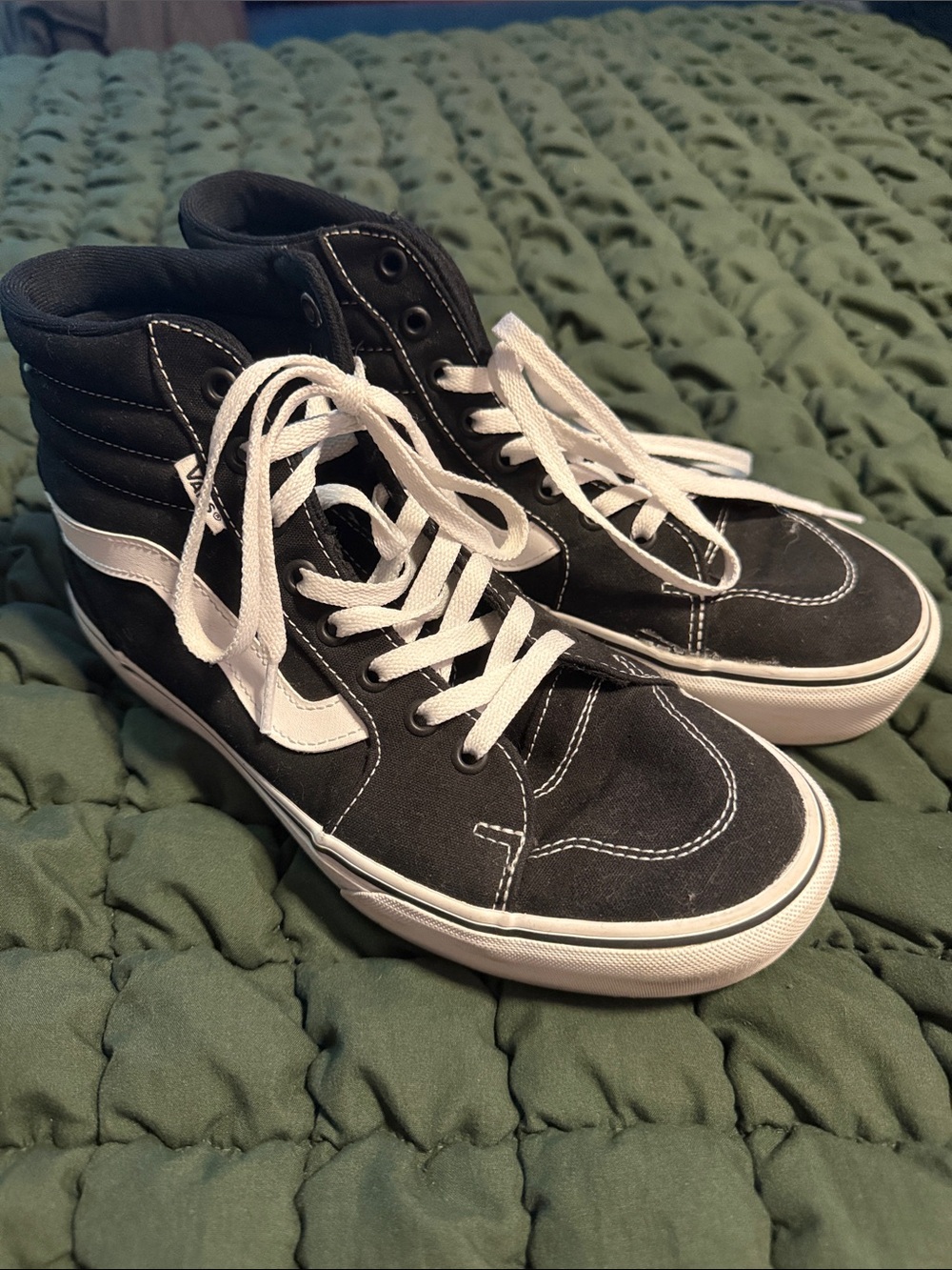 Vans Black and White High-Top Skate Sneakers